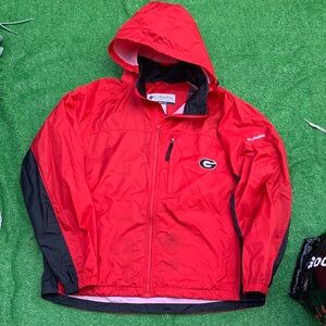 Columbia Red and Black Hooded Windbreaker with Georgia G